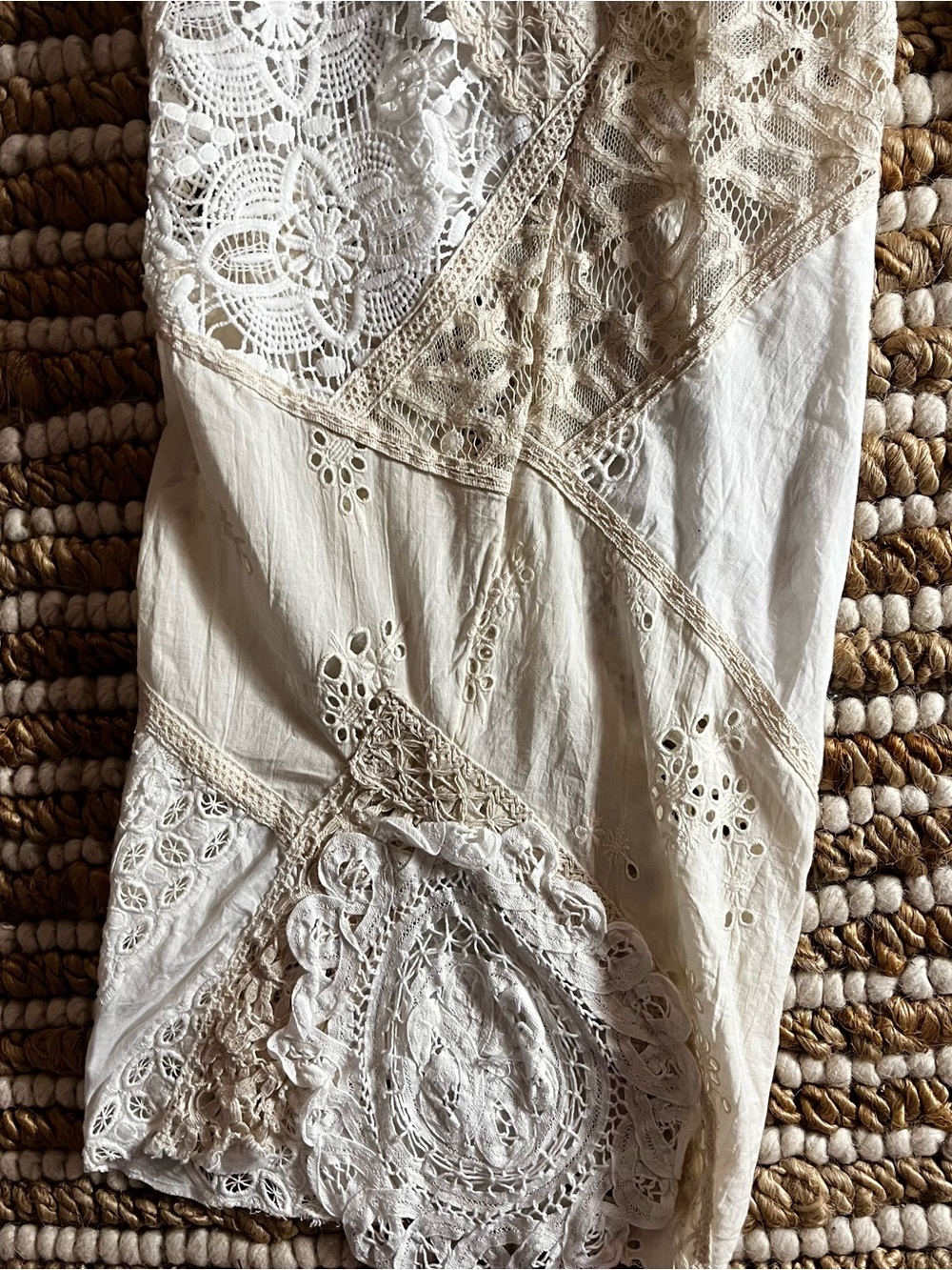 NWT Kimchi Blue Cream Lace Patchwork Wide-Leg Pants - Picture 6 of 10